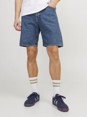 Blue denim shorts in loose fit for men 1