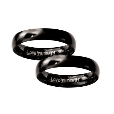 Black partner rings "Love" to Death "stainless steel 0