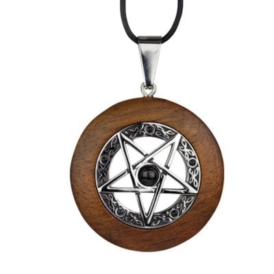 Pentagram wooden pendant necklace 0