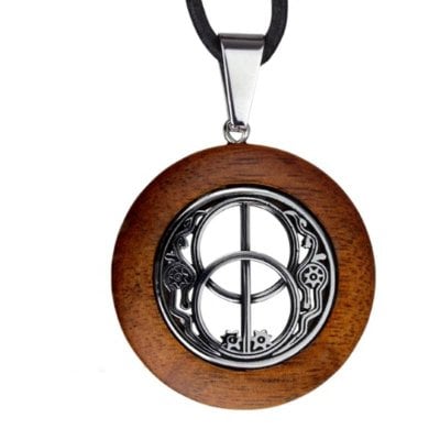 Chalice Well wooden pendant necklace