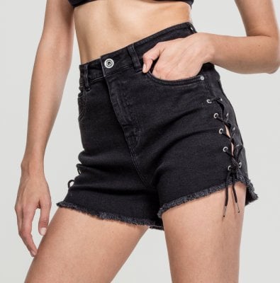 Jeans shorts with high waist and lacing lady