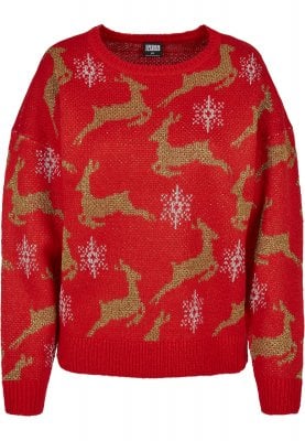 Christmas sweater with reindeer oversize lady