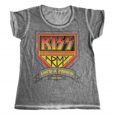 KISS ARMY - Loud & Proud Distressed Logo Urban Girly T-shirt 1