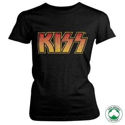 KISS Distressed Logotype Organisk T-shirt Girly 1