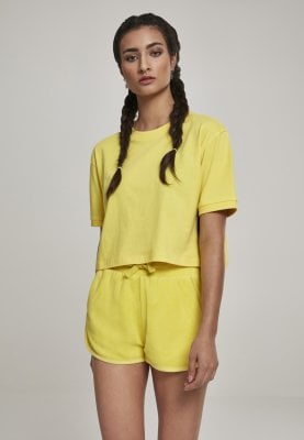 Short t-shirt with striped lady yellow