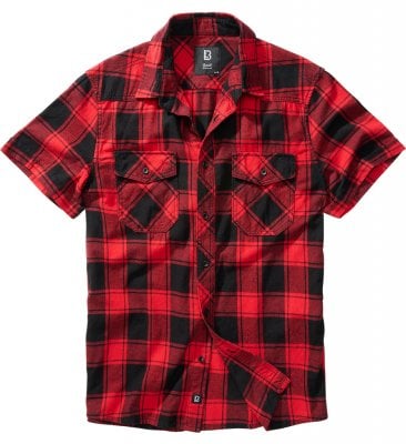Short-sleeved flannel shirt red/black 1