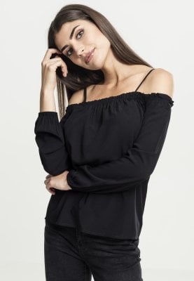 Long sleeved blouse with bare shoulders