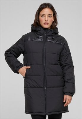 Ladies Hooded Mixed Puffer Coat 1