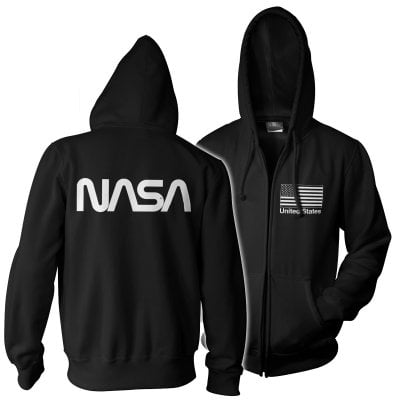 NASA black flag zipped hoodie