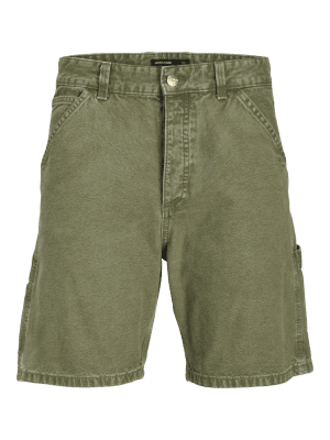 Olive green carpenter shorts jeans men 1