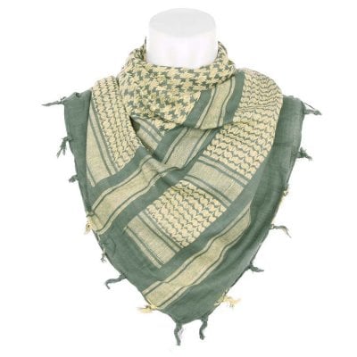 Palestinian shawl shemagh sage green/yellow-brown