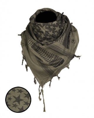Palestinian shemagh olive/black with stars