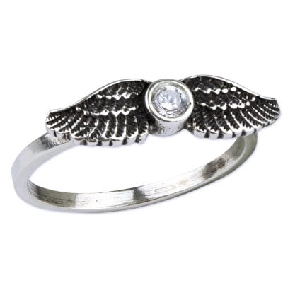Silver ring with wings