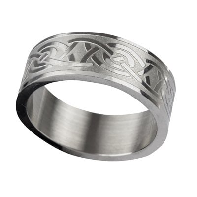 Ring with laser design in stainless steel
