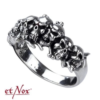Silver ring with skulls