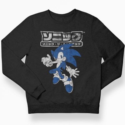 Sonic The Hedgehog Japanese logo sweatshirt kids 1