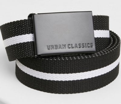 Black and white striped canvas belt