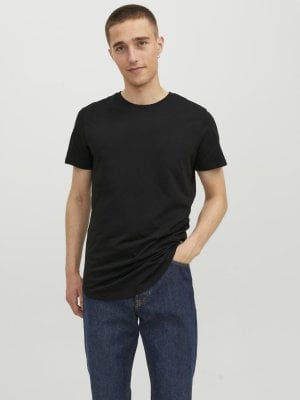 Black longer t-shirt with round hem 1