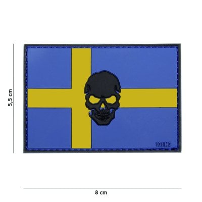 Swedish flag with skull PVC patch