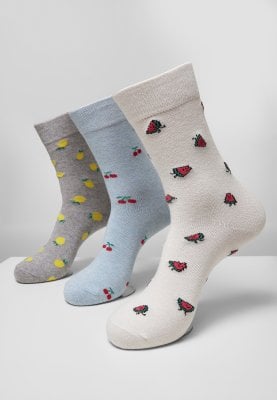 Three-pack socks with fruit motifs 1