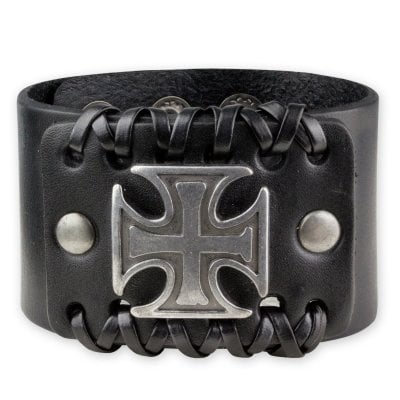 Iron cross leather bracelet