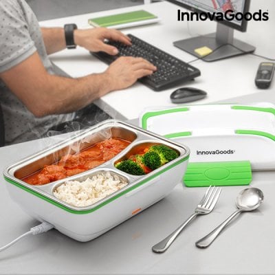 Green White Electric Lunch Box food
