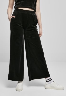 Wide velvet trousers with a high waist lady 1
