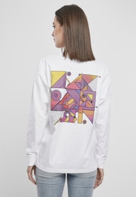 White long-sleeved sweater with abstract print 4