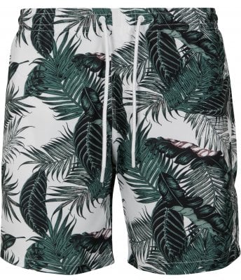White swim shorts with palm leaves mens 1