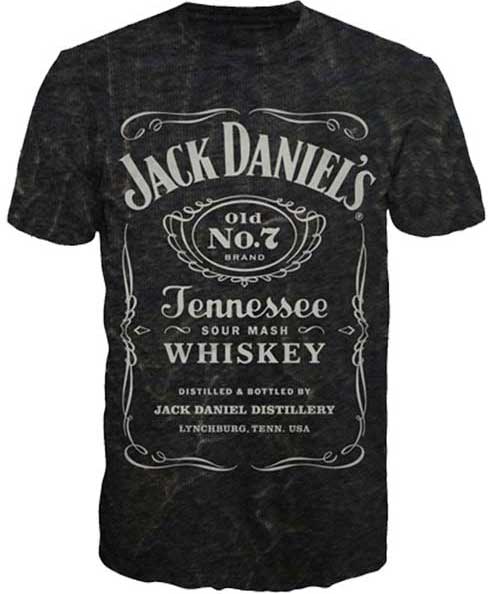 Jack Daniels Men's Black Acid Washed T-shirt 