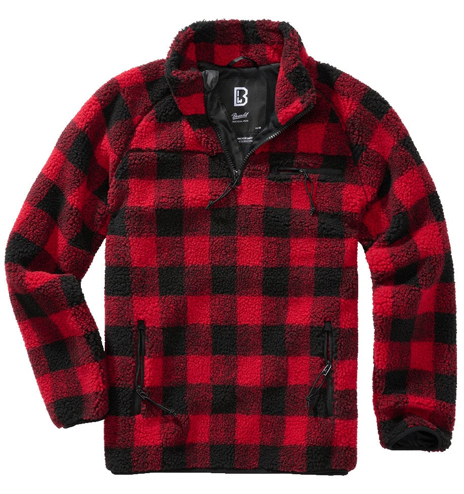 Lumber jacket teddyfleece pullover red/black - men - Autumn jackets ...