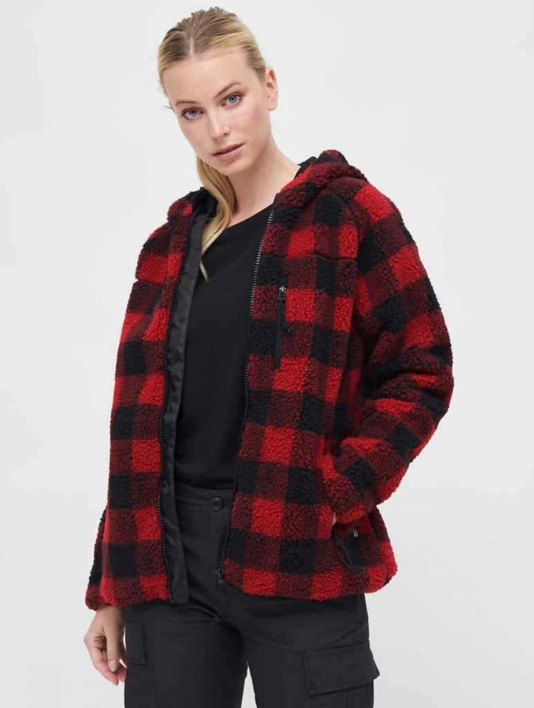 Lumberjacket teddyfleece black/red - Ladies - Autumn jackets | Jacken