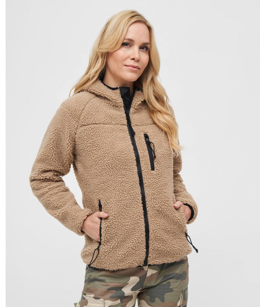 jacket Fleece Autumn - Ladies jackets camel zip Teddy -